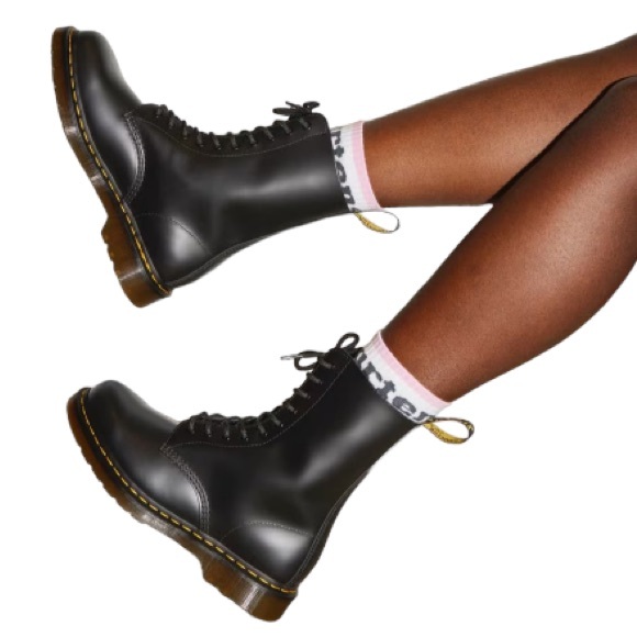 Dr. Martens Shoes - Dr Marten 1490 Smooth Leather Mid Calf Boots Combat Punk